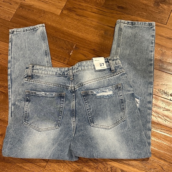 High Rise Distressed Blue Jeans - Picture 3 of 4